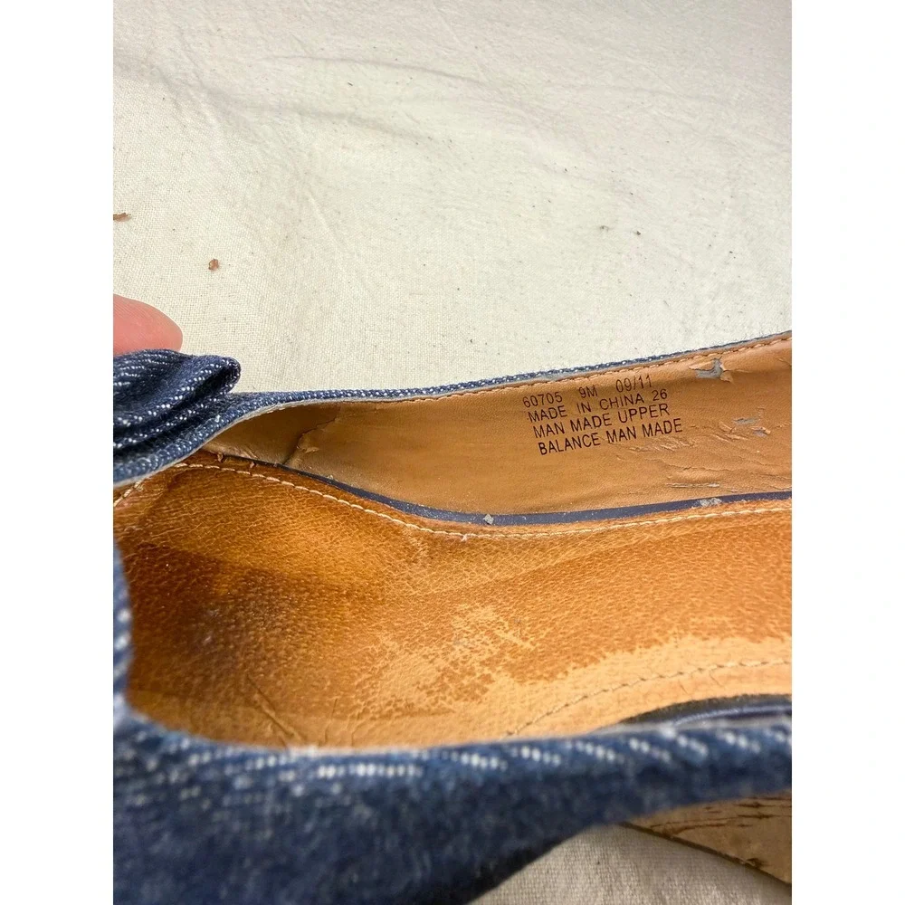 Clarks Slingback Wedges Womens 9M Blue Good Condition Denim Bow Peep Toe 60705